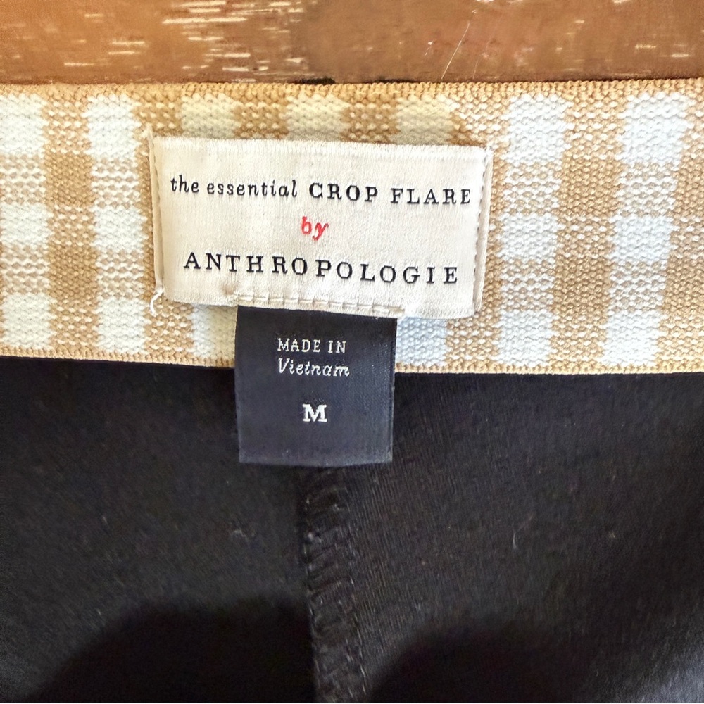 Anthropologie The Essential Women’s Crop Flare Pants / Black and Tan / Size M - Picture 3 of 7
